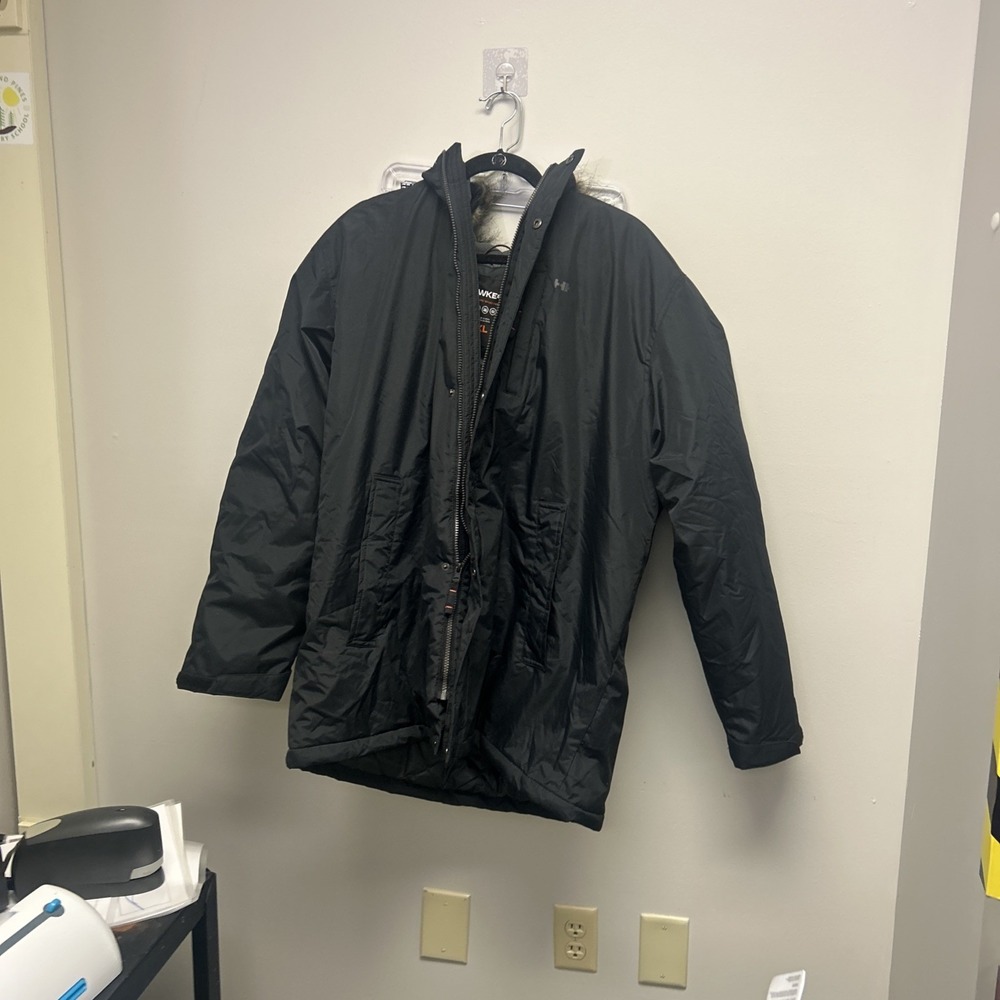 HAWKE & CO Men's Size XL HOODED INSULATED COAT JACKET FAUX FUR